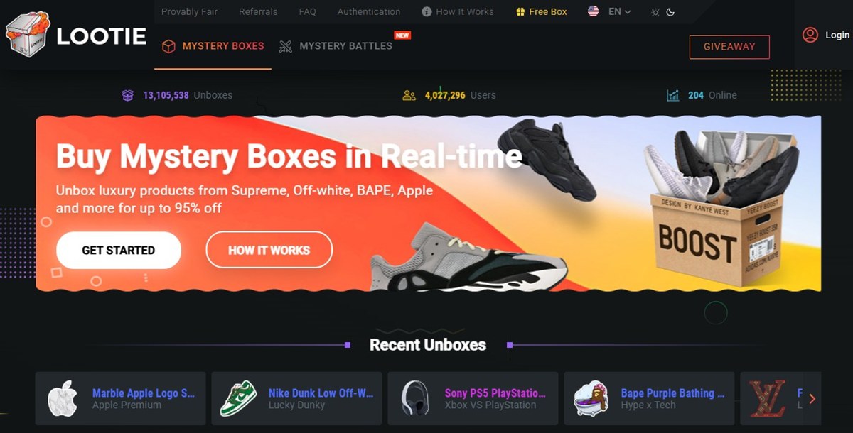 Gaming mystery box Lootie